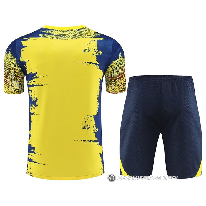 Chandal del Barcelona Manga Corta 23-24 Amarillo y Azul - Pantalon Corto